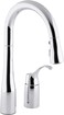 Kohler KOHLER 649CP Simplice Pull Down Kitchen Faucet 2Spray Faucet Kitchen Sink Faucet with Pull Down Sprayer Polished Chrome