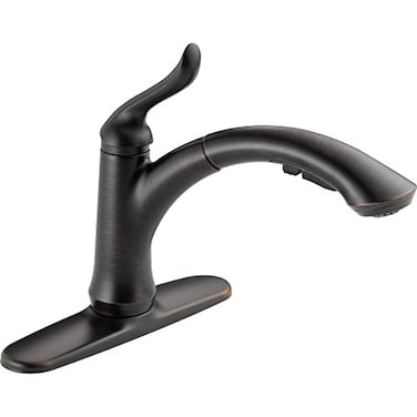 DELTA Delta Linden Oil Rubbed Bronze Kitchen Faucet with PullOut Sprayer Contemporary Single Hole Kitchen Sink Faucet Single Handle Venetian Bronze 4353RBDST
