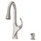 Pfister Miri Kitchen Faucet with Pull Down Sprayer and Soap Dispenser Single Handle High Arc Spot Defense Stainless Steel Finish F5297MRGS