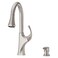 Pfister Miri Kitchen Faucet with Pull Down Sprayer and Soap Dispenser Single Handle High Arc Spot Defense Stainless Steel Finish F5297MRGS