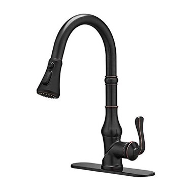 BWE Oil Rubbed Bronze Kitchen Faucet Solid Brass Pull Down Sprayer Faucet 3 Spray Modes High Arc Single Handle Faucet for Home Bar RV Farmhouse Sink