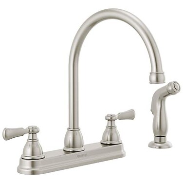 Peerless P2865LFSS Elmhurst TwoHandle Kitchen Faucet with Spray DeckMount Stainless