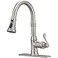 BATHFINESSE Bathfinesse Kitchen Sink Faucet Brushed Nickel with Pull Down Sprayer 3 Mode Faucet for Kitchen Sink Single Handle High Arc Commercial Stainless Steel Pull Out RV Kitchen Faucet BarDeck Pl