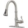 BATHFINESSE Bathfinesse Kitchen Sink Faucet Brushed Nickel with Pull Down Sprayer 3 Mode Faucet for Kitchen Sink Single Handle High Arc Commercial Stainless Steel Pull Out RV Kitchen Faucet BarDeck Pl