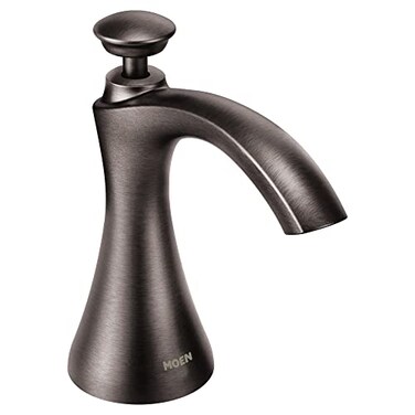 Moen S3946BLS Transitional Kitchen Deck Mounted Soap and Lotion Dispenser with Above the Sink Refillable Bottle Black Stainless
