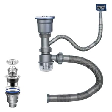 QruiLanTu One Sink Kitchen Drainage Kit Space Saving Flexible Drain Pipe Flexible PTrap Drain Strainer with 312 Inch Kitchen Sink Drain Assembly kitSuitable for Kitchen Bathroom RV