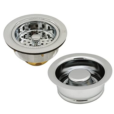 Westbrass D216505 Post Style Large Kitchen Basket Strainer with Waste Disposal Flange and Stopper Polished Nickel
