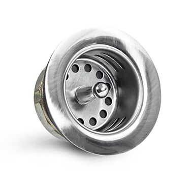HIGHCRAFT Highcraft 9773 BarPrep Sink 2 12 Junior Duo Stainless Steel Drain Assembly with Strainer Basket and Rubber Stopper