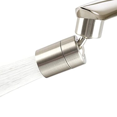 Hibbent Faucet Aerator 360 Degree Kitchen Sink Faucet Aerator Dualfunction Swivel Big Angle Kitchen Faucet Attachment Faucet Replacement Part Brushed Nickel
