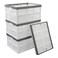 Uumitty 4 Packs 30 L Plastic Collapsible Storage Basket Folding Stackable Storage ContainersBins White