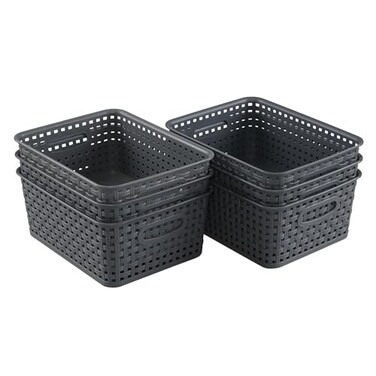 CadineUS 6Pack Plastic Woven Storage Baskets Small Baskets