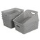 CadineUS 6pack Grey Woven Plastic Storage Baskets Organizing Bins
