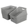 CadineUS 6pack Grey Woven Plastic Storage Baskets Organizing Bins