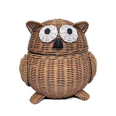 G6 Collection G6 COLLECTION Owl Rattan Storage Basket With Lid Decorative Home Decor Hand Woven Shelf Organizer Cute Handmade Handcrafted Gift Art Decoration Artwork Wicker Hoot Owl Large Brown