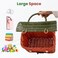 KOLWOVEN Rattan Storage Basket with Lid Mouse in a Box Small Doll House Decorative Hand Woven Shelf Organizer Cute Handmade Handcrafted Gift Decoration Artwork Wicker Moss Green