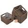 myHomeBody Wicker Storage Basket Storage Cubes Woven Baskets for Organizing Resin Wicker Set of 3 Rustic Brown