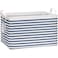 Sea Team 2Pack Collapsible Canvas Fabric Storage Basket with Handles Rectangle Waterproof Storage Bin Box Cube Foldable Shelf Basket Closet Organizer 165 x 118 x 98 Inches Navy Stripe