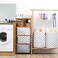 Sea Team 2Pack Collapsible Canvas Fabric Storage Basket with Handles Rectangle Waterproof Storage Bin Box Cube Foldable Shelf Basket Closet Organizer 165 x 118 x 98 Inches Navy Stripe