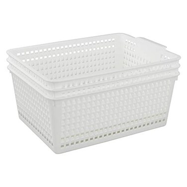 Yarebest 3pack Plastic Organizer Bins Large Storage Basket Bins