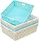 Lawei 8 Pack Plastic Storage Baskets Colorful Paper Organizer Baskets Plastic Shelf Bins with Handles Classroom Office File Holder for Home Office School