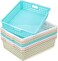 Lawei 8 Pack Plastic Storage Baskets Colorful Paper Organizer Baskets Plastic Shelf Bins with Handles Classroom Office File Holder for Home Office School