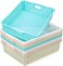 Lawei 8 Pack Plastic Storage Baskets Colorful Paper Organizer Baskets Plastic Shelf Bins with Handles Classroom Office File Holder for Home Office School