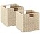 Vagusicc Wicker Storage Basket Set of 2 HandWoven Paper Rope Wicker Baskets Foldable Cube Storage Bins Beige Storage Basket Square Baskets for Organizing Shelves Decor Beige131313