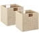 Vagusicc Wicker Storage Basket Set of 2 HandWoven Paper Rope Wicker Baskets Foldable Cube Storage Bins Beige Storage Basket Square Baskets for Organizing Shelves Decor Beige131313