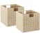 Vagusicc Wicker Storage Basket Set of 2 HandWoven Paper Rope Wicker Baskets Foldable Cube Storage Bins Beige Storage Basket Square Baskets for Organizing Shelves Decor Beige131313
