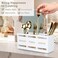 Ayiaren Wood Flatware Silverware Caddy White Cutlery Holder Kitchen Utensils Holder for Party Wooden Silverware Organizer for Countertop Knife Spoon and Fork Holder Table Utensil Caddy Organizer