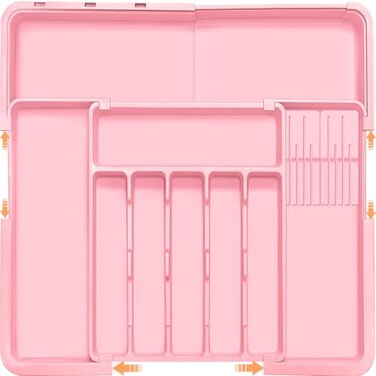 Homecor Silverware Organizer Expandable Large Kitchen Drawer Organizer Utensil Organizer with 2 Knife Block Inserts 22x 19Cutlery Tray with Drawer Dividers for Kitchen Flatware Pink