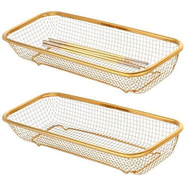 JYJFGSFA 2Pack Gold Flatware Organizer Sturdy Mesh Design DishwasherSafe EasyClean Utensil Holder Silverware Container Drawer Storage
