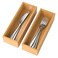Lixple Bamboo Drawer Organizer Set of 2 Stackable Storage Boxes Silverware Tray Small Gadget Holder for Kitchen Drawers 9 x 3 x 2 Outer 83 x 23 x 177 Inner