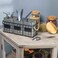 NIKKY HOME Farmhouse 3 Compartment Galvanized Flatware Cutlery Caddy Countertop Silverware Holder for Spoons Knives Forks Silver