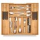 Purawood Bamboo Drawer Organizer with Knife Blocks Silverware Organizer Utensil Drawer Organizer Cutlery Tray with Dividers 79 Slots Premium Kitchen Organizer for Utensils Flatware Natural