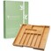 Purawood Bamboo Drawer Organizer with Knife Blocks Silverware Organizer Utensil Drawer Organizer Cutlery Tray with Dividers 79 Slots Premium Kitchen Organizer for Utensils Flatware Natural