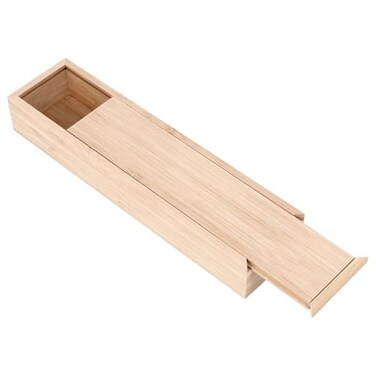 SHOWERORO Bamboo Knife and Fork Storage Box with Sliding Lid Rectangular Flatware Organizer for Travel and Kitchen Drawer Compact 965X248X15 Inch Utensil Case