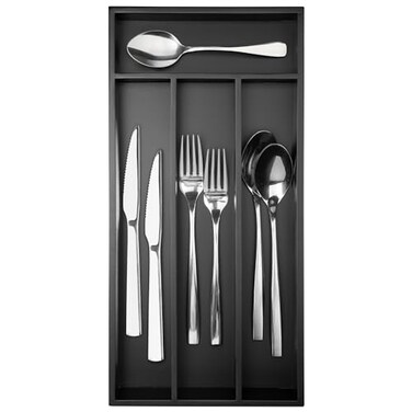 Conflech Silverware Organizer Small Bamboo Kitchen Drawer Organizer Utensil Organizer Silverware Holder Cutlery Organizer in drawer Flatware Organizer Tray Black 4 Slots