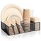 ZZDWLDHA Utensil Caddy for Party Paper Plate Holder Silverware Caddy Utensil Holder Paper plate Organizer with 6 Compartments for Party Camping Picnic