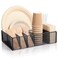 ZZDWLDHA Utensil Caddy for Party Paper Plate Holder Silverware Caddy Utensil Holder Paper plate Organizer with 6 Compartments for Party Camping Picnic