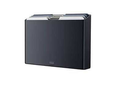 Joseph Joseph Folio 4Piece Colour coded Cutting Board Set Slimline case for organized Kitchen storage Graphite