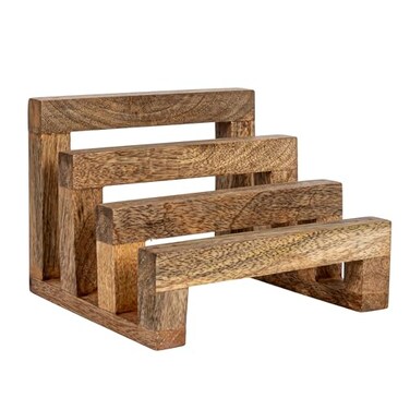 Creative Co-Op Creative CoOp 6 Inches Mango Wood Cutting Board Stand with 3 Sections for Kitchen Natural