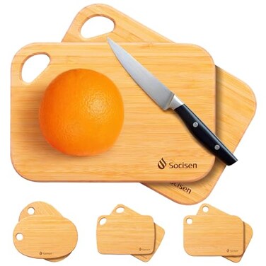Socisen 2 Pack Small Bamboo Wood Cutting Board for Kitchen 86 x 6 Mini Wooden Charcuterie Boards Lightweight Chopping Board Non Toxic Serving Board Tiny Chef Set Camping Fruit Lemon Sandwich Cheese Bo
