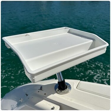 Five Oceans Boat Cutting Board 17x14 Deluxe Bait Cutting Table with Rod Holder Mount Knife Pliers Holder 3 Deep Trays Draining Hole FO4298