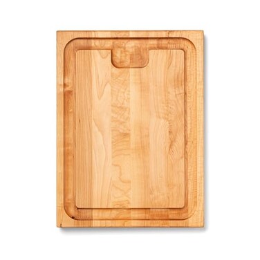 John Boos Aujus Series Rectangular Wooden Maple Cutting Board 20x15 15 Thick 12lb Reversible Butcher Block with Sloped Juice Groove EdgeGrain Finger Grips Made in the USA
