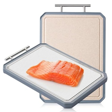 Angadona Titanium Cutting Board Double Sided Titanium Cutting Boards for kitchen Wheat straw Large Cutting Board for meat Easy Clean and Non toxic Chopping Board Dishwasher Safe 16L x 11W