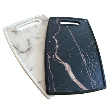 Lily's Home Lilys Home Kitchen Cutting Board 2Piece Set with Handles and in Marble Finish NonPorous Dishwasher Safe