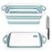 ROTTOGOON Collapsible Cutting Board Foldable Chopping Board with Colander Multifunctional Kitchen Vegetable Washing Basket Silicone Dish Tub for BBQ PrepPicnicCampingLight Blue