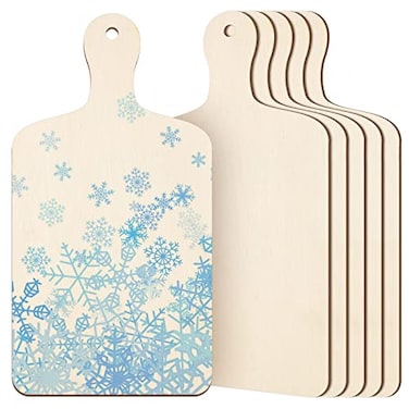 Marsui 6 Pcs 118 x 63 x 01 Inch Mini Wooden Cutting Board for Craft Small Charcuterie Boards with Handle Unfinished Wood Cheese Crafts for DIY Kitchen Decor Vegetable Fruit