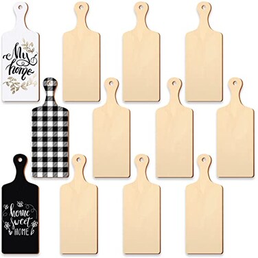 Marsui 12 Pieces Mini Wooden Cutting Board for Craft DIY Chopping Board with Handle Small Craft Charcuterie Tray for Kitchen Cooking Vegetables Decor118 x 43 Inch